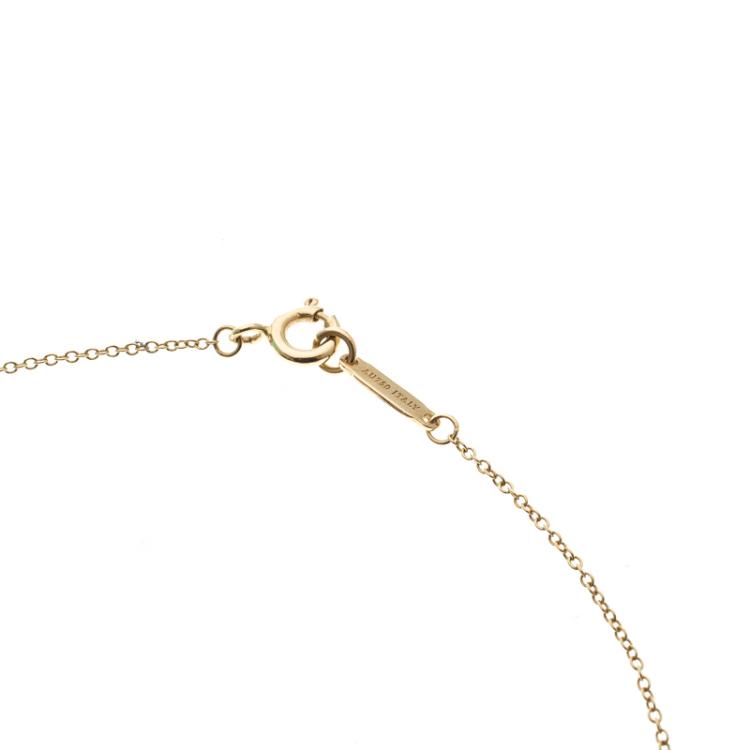 Pre Owned Tiffany & Co. Atlas Diamond 18k Yellow Gold Open Pendant Necklace