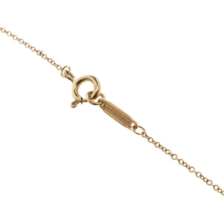 Pre Owned Tiffany & Co. Atlas Diamond 18k Yellow Gold Open Pendant Necklace
