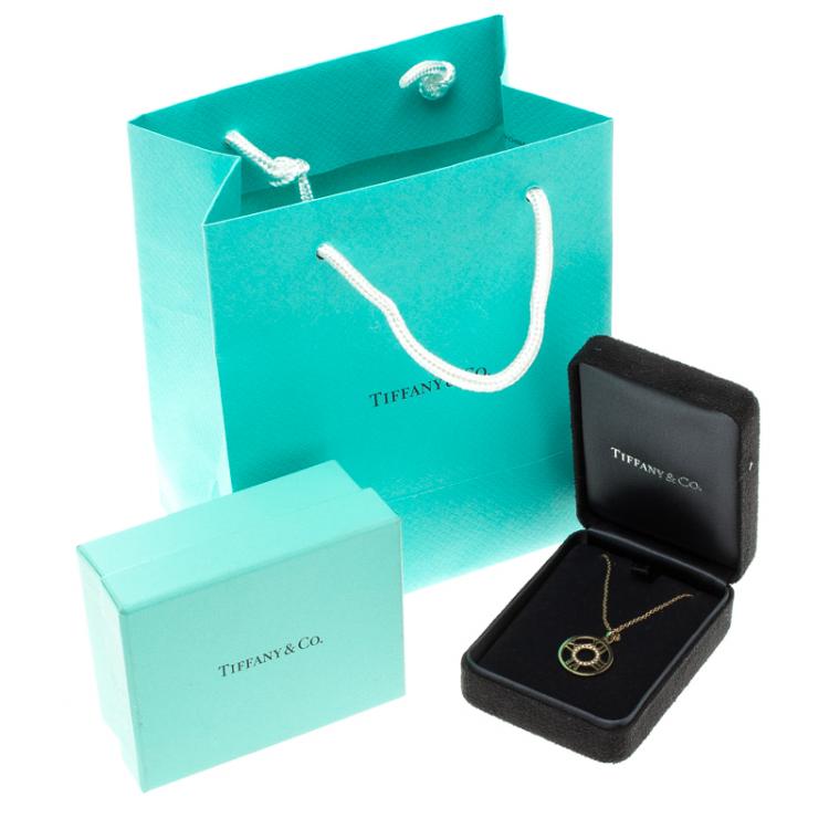 Pre Owned Tiffany & Co. Atlas Diamond 18k Yellow Gold Open Pendant Necklace