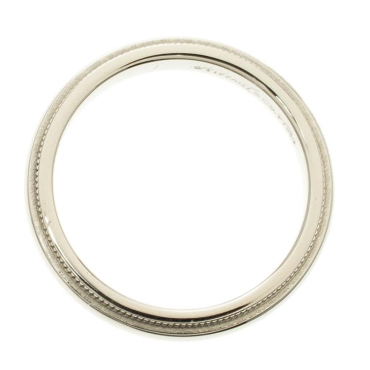 Pre Owned Tiffany & Co. Tiffany Classic Milgrain Wedding Platinum Band Ring Size 52