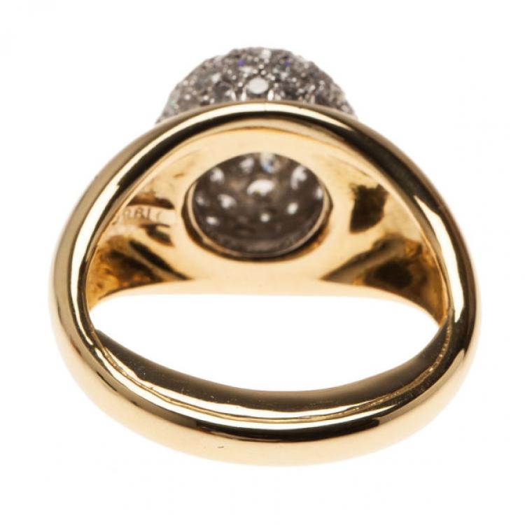 Pre Owned Tiffany & Co. Vintage Paloma Picasso 18K Yellow Gold Diamond Pavé Ball Ring Size 50