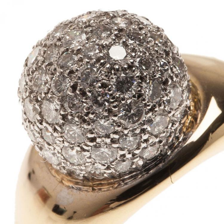 Pre Owned Tiffany & Co. Vintage Paloma Picasso 18K Yellow Gold Diamond Pavé Ball Ring Size 50