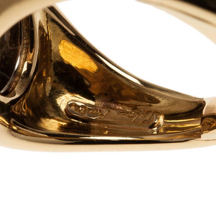 Pre Owned Tiffany & Co. Vintage Paloma Picasso 18K Yellow Gold Diamond Pavé Ball Ring Size 50