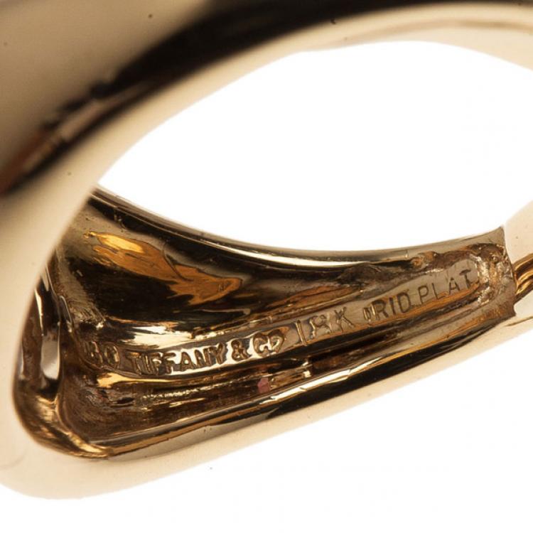 Pre Owned Tiffany & Co. Vintage Paloma Picasso 18K Yellow Gold Diamond Pavé Ball Ring Size 50