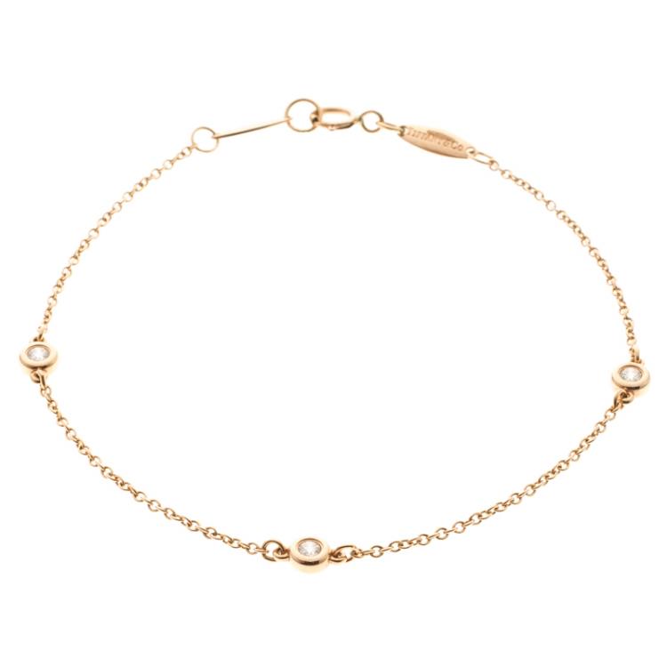 Pre Owned Tiffany & Co. Else Peretti Diamonds By The Yard 18k Rose Gold Bracelet