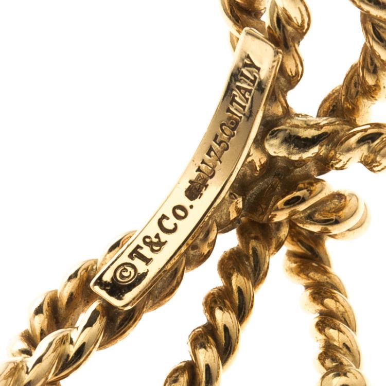 Pre Owned  Tiffany and Co. Twist Bow 18K Yellow Gold Ring  Size 52