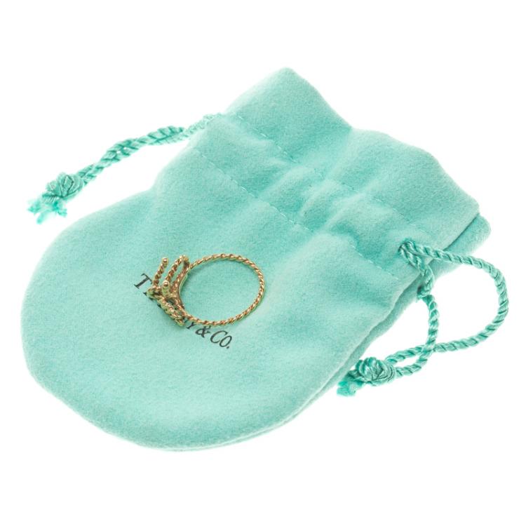 Pre Owned  Tiffany and Co. Twist Bow 18K Yellow Gold Ring  Size 52