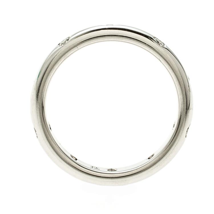 Pre Owned Tiffany & Co. Etoile Diamond & Platinum Band Ring Size 56