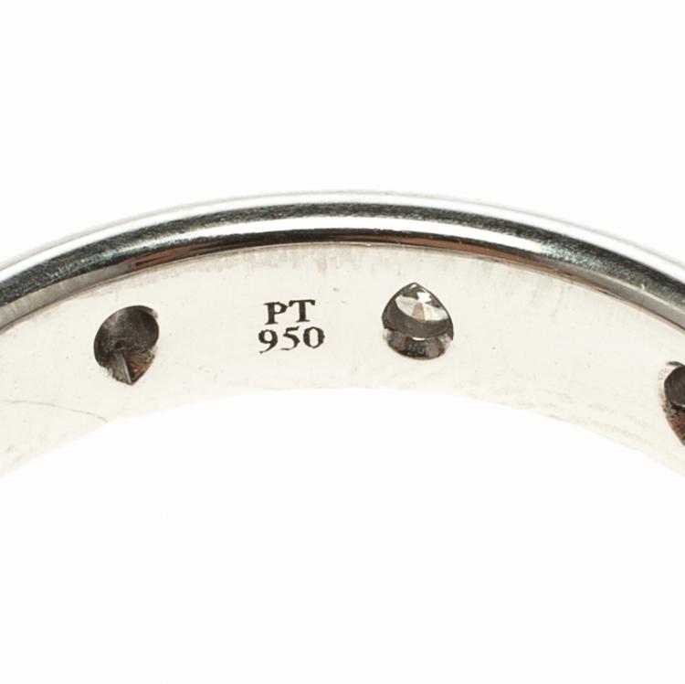 Pre Owned Tiffany & Co. Etoile Diamond & Platinum Band Ring Size 56