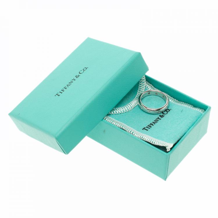 Pre Owned Tiffany & Co. Etoile Diamond & Platinum Band Ring Size 56