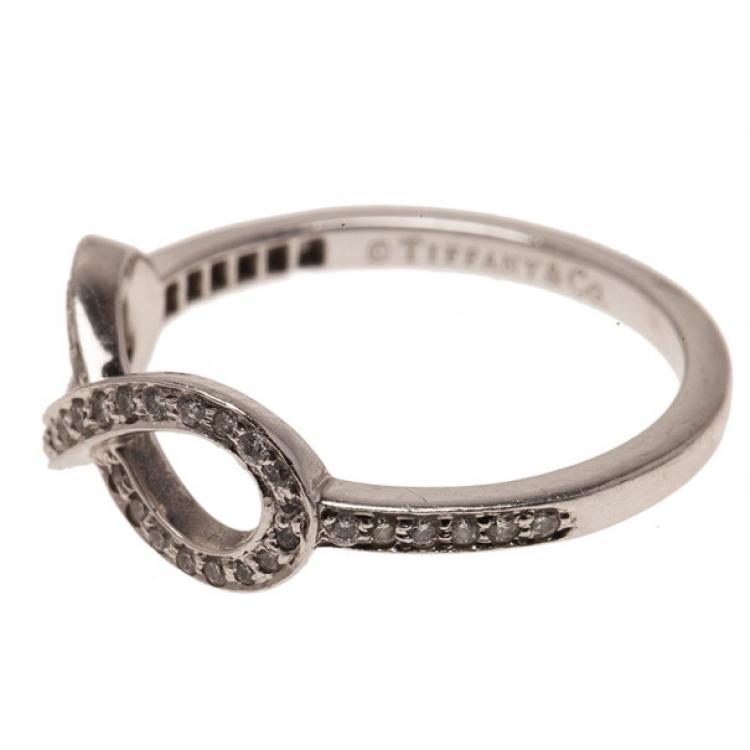 Pre Owned Tiffany & Co. Infinity Diamonds Platinum Ring Size 51