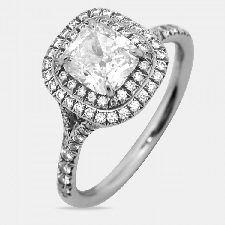 Pre Owned Tiffany & Co. Tiffany Soleste Diamonds Platinum Ring Size 52