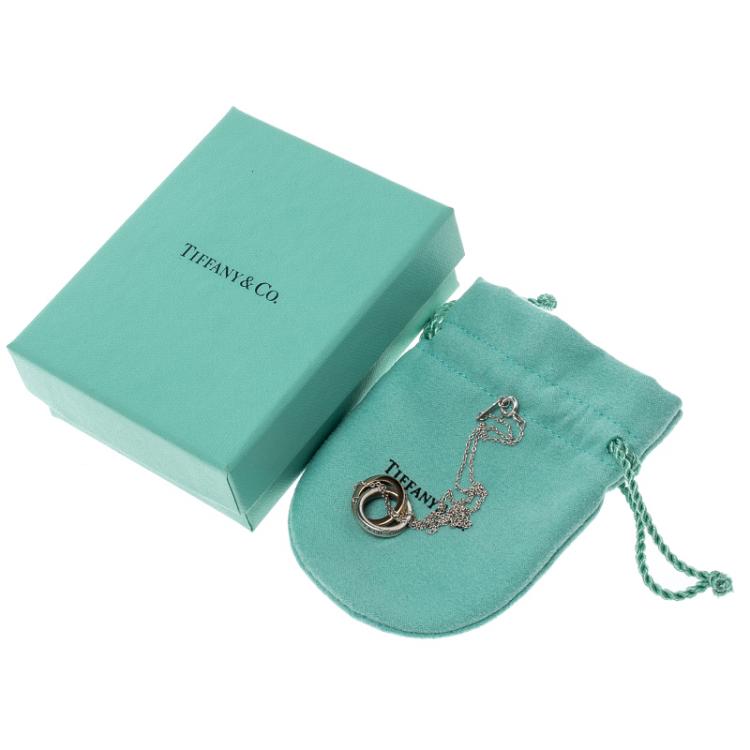 Pre Owned Tiffany & Co. Tiffany 1837 Interlocking Circles Silver & 18k Rose Gold Pendant Necklace