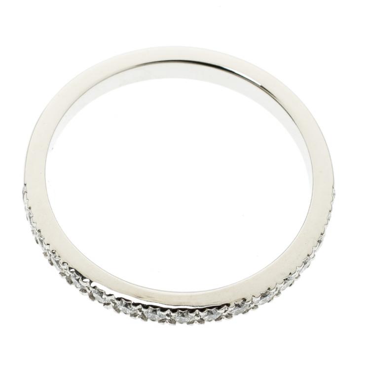 Pre Owned Tiffany & Co. Soleste Diamond Platinum Half Eternity Wedding Band Ring Size 54