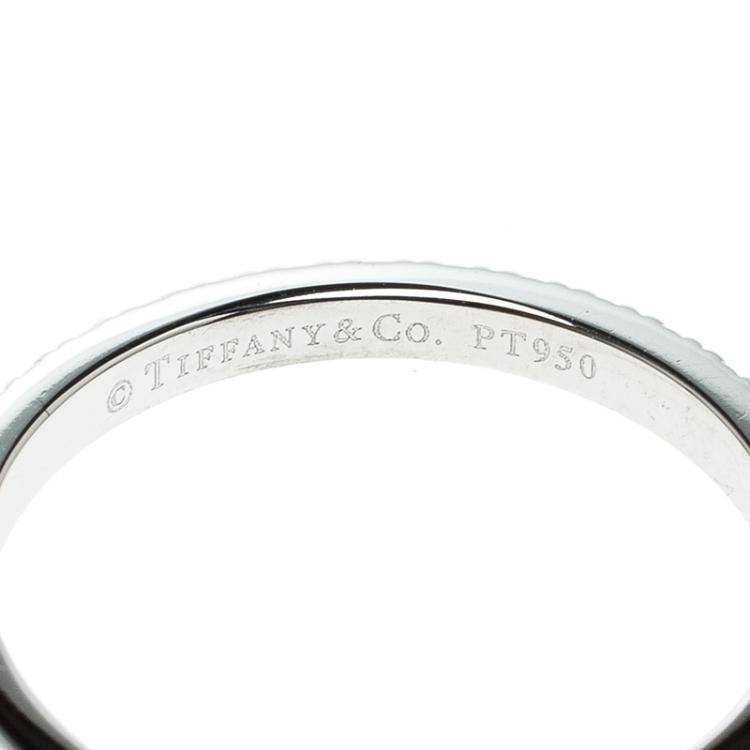 Pre Owned Tiffany & Co. Soleste Diamond Platinum Half Eternity Wedding Band Ring Size 54