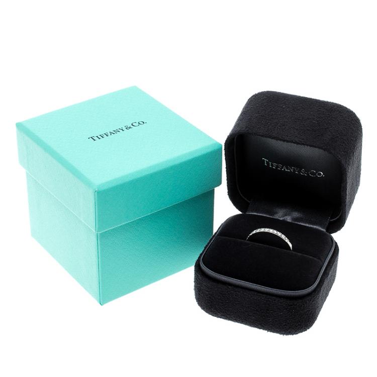 Pre Owned Tiffany & Co. Soleste Diamond Platinum Half Eternity Wedding Band Ring Size 54