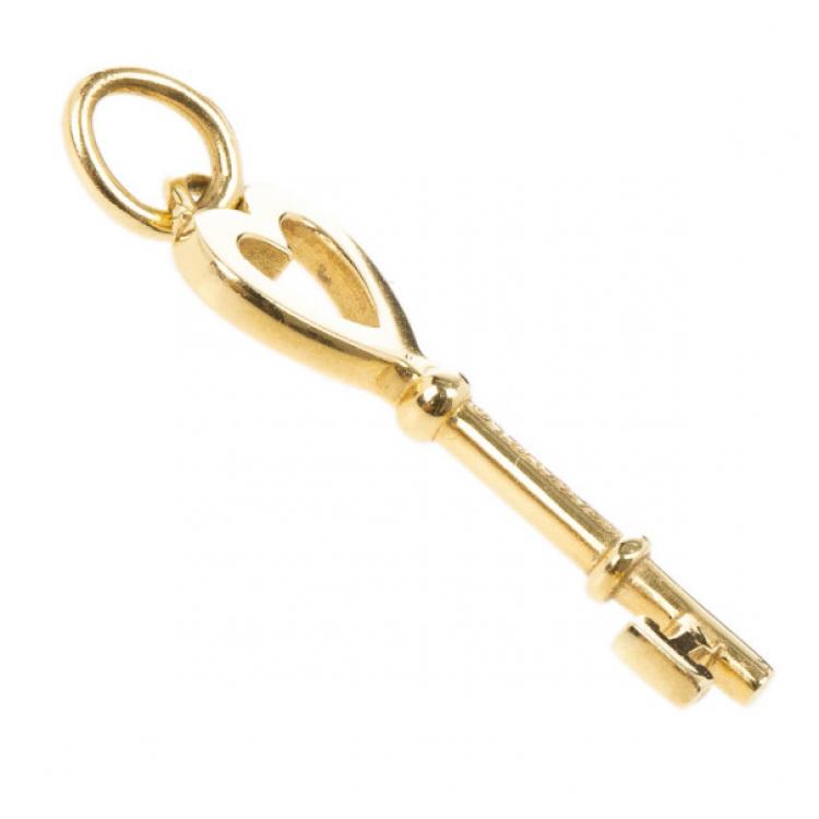 Pre Owned Tiffany & Co. Yellow Gold Heart Key Pendant
