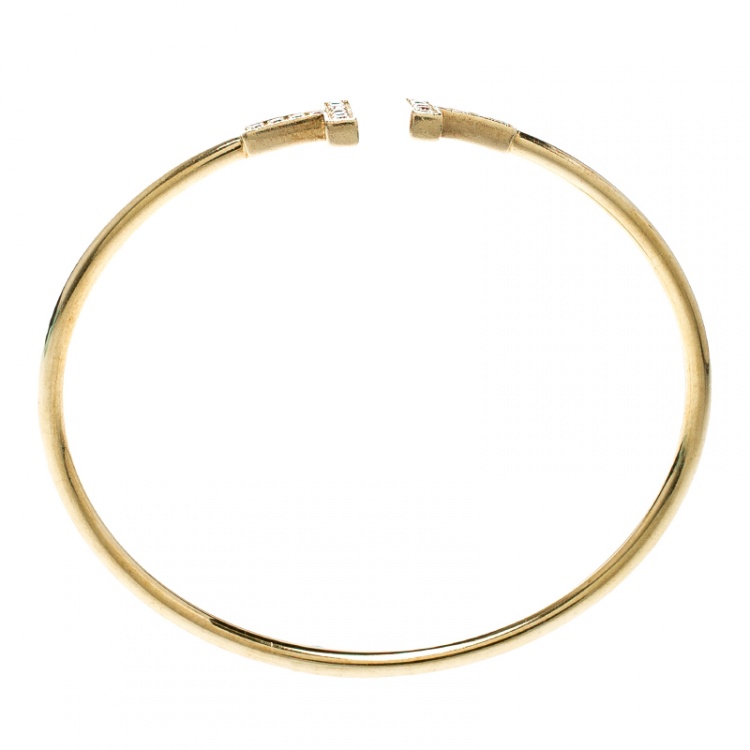 Pre Owned Tiffany & Co. T Wire Diamond 18k Yellow Gold Bracelet
