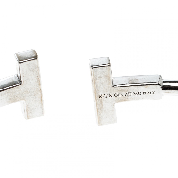 Pre Owned Tiffany & Co. T Wire Diamond 18k White Gold Bracelet