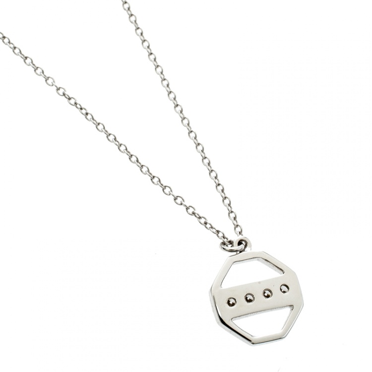 Pre Owned Tiffany & Co. Paloma Picasso Diamond 18k White Gold Octagon Pendant Necklace