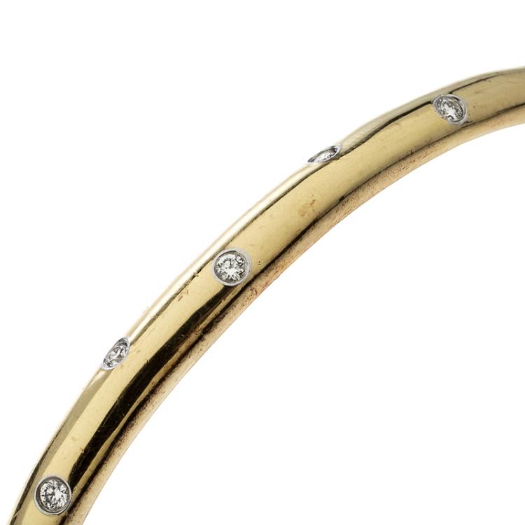 Pre Owned Tiffany & Co. Etoile Diamond Platinum 18k Yellow Gold Bangle Bracelet