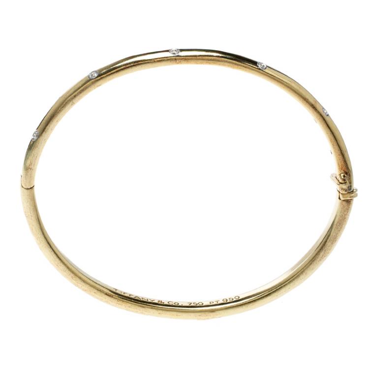 Pre Owned Tiffany & Co. Etoile Diamond Platinum 18k Yellow Gold Bangle Bracelet