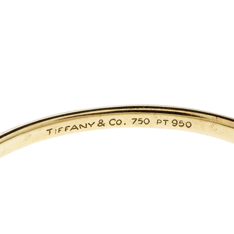 Pre Owned Tiffany & Co. Etoile Diamond Platinum 18k Yellow Gold Bangle Bracelet