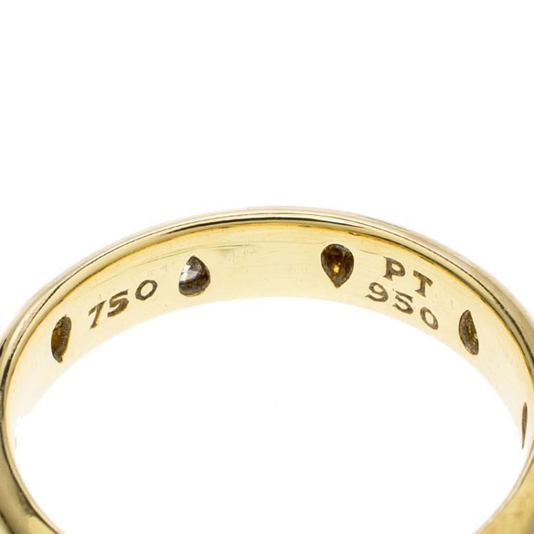 Pre Owned Tiffany & Co. Etoile Diamond Platinum 18k Yellow Gold Band Ring Size 53