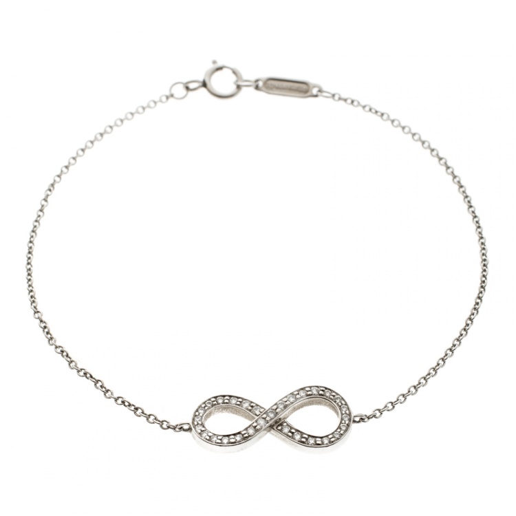 Pre Owned Tiffany & Co. Infinity Diamond & Platinum Bracelet