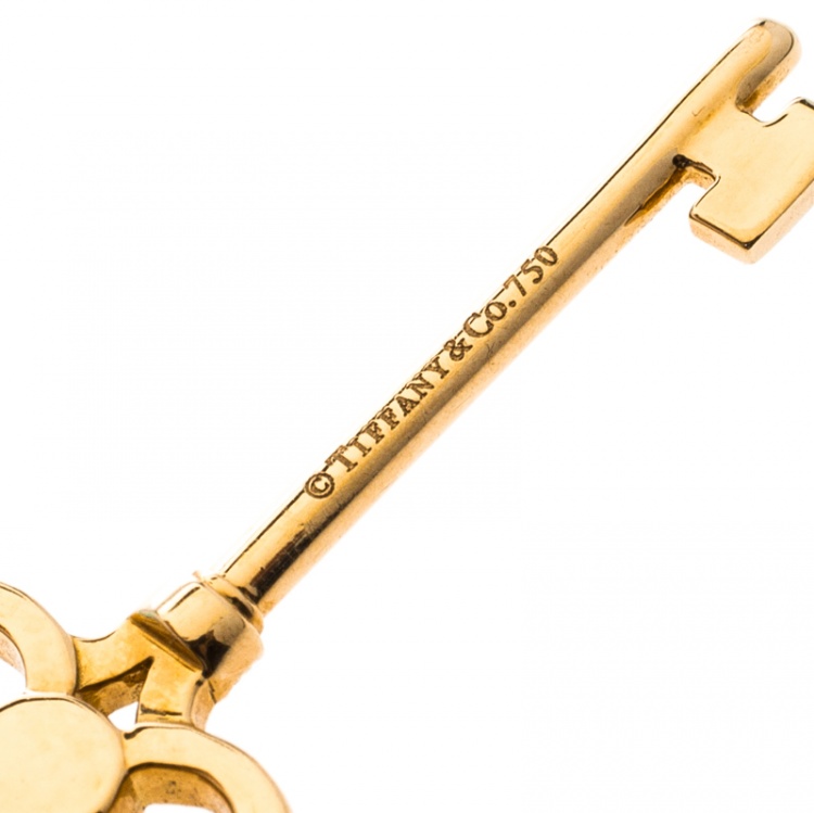 Pre Owned Tiffany & Co. Crown Key Diamond 18k Yellow Gold Pendant