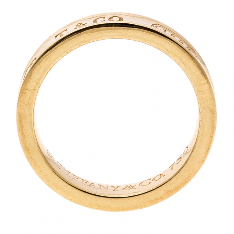 Pre Owned Tiffany & Co. 1837 18k Yellow Gold Narrow Band Ring Size 52