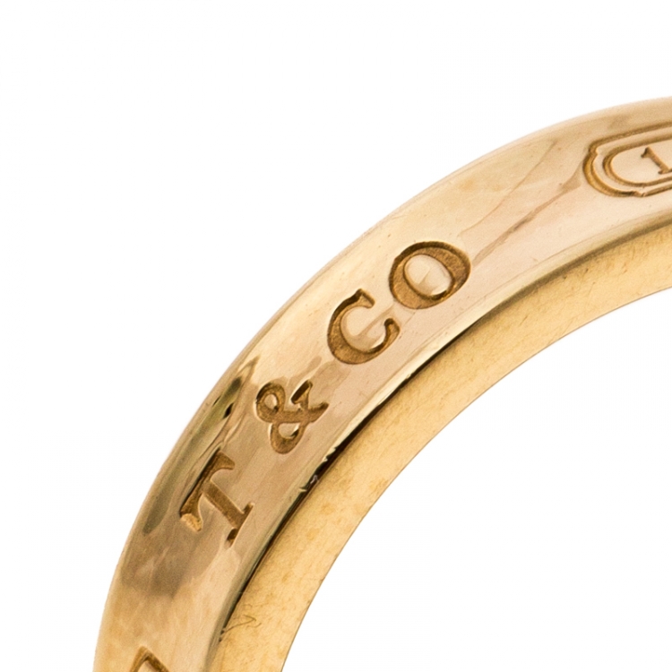 Pre Owned Tiffany & Co. 1837 18k Yellow Gold Narrow Band Ring Size 52