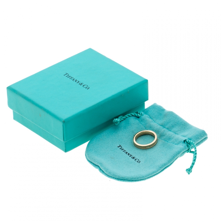 Pre Owned Tiffany & Co. 1837 18k Yellow Gold Narrow Band Ring Size 52