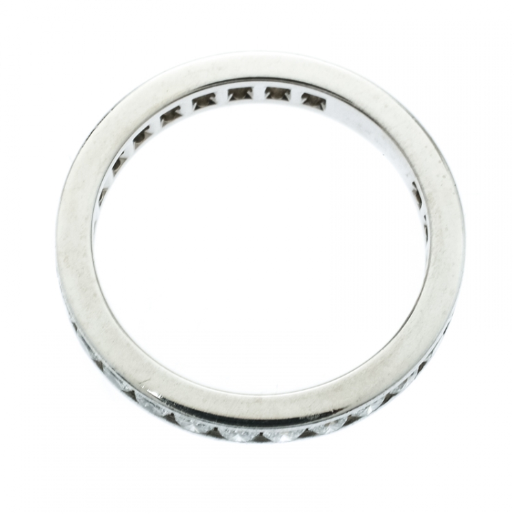 Pre Owned Tiffany & Co. Diamond Channel Set Platinum Eternity Wedding Band Ring Size 54