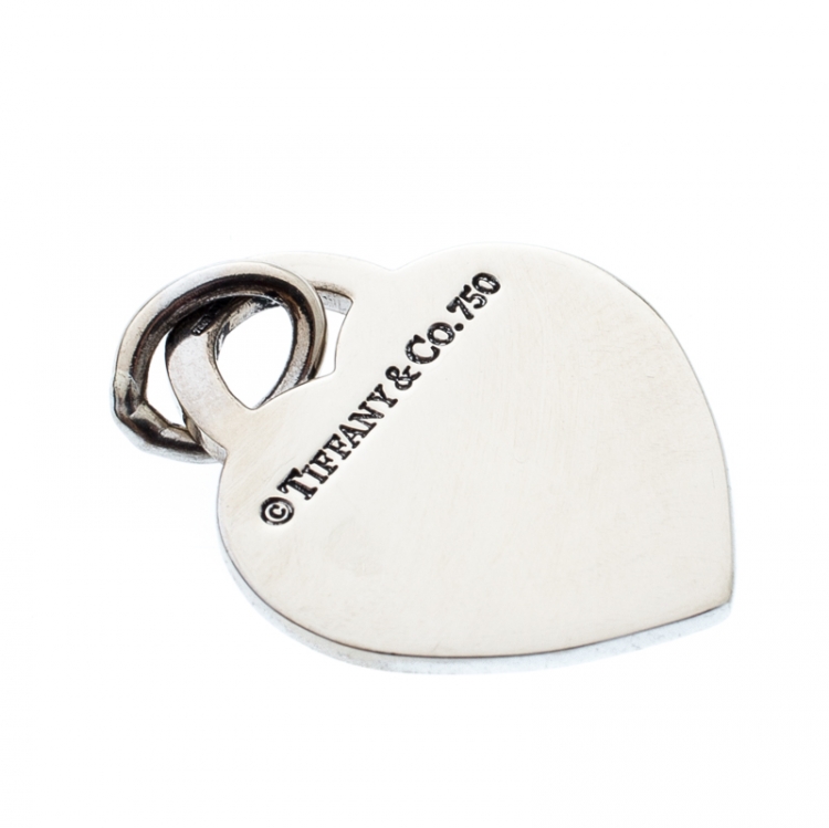 Pre Owned Tiffany & Co. Return To Tiffany 18k White Gold Heart Tag Charm Pendant