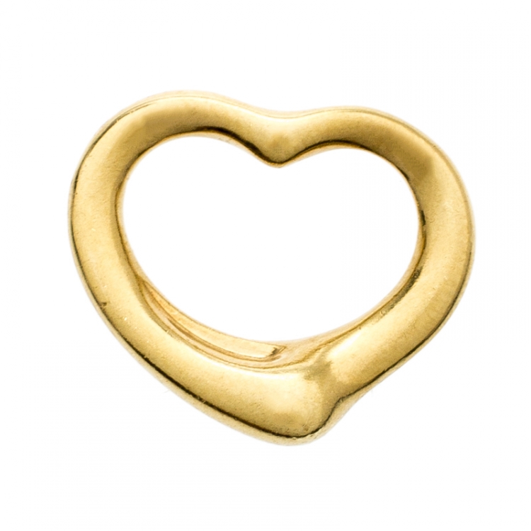 Pre Owned Tiffany & Co. Elsa Peretti Open Heart 18k Yellow Gold Pendant Charm 