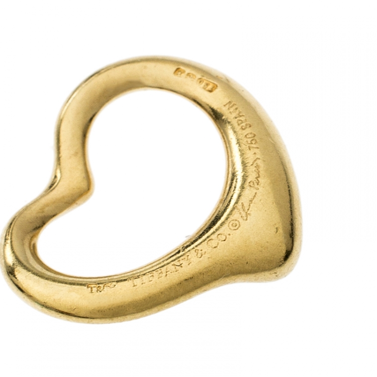 Pre Owned Tiffany & Co. Elsa Peretti Open Heart 18k Yellow Gold Pendant Charm 
