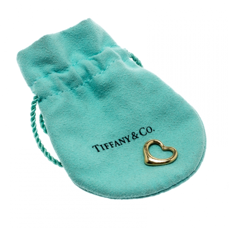 Pre Owned Tiffany & Co. Elsa Peretti Open Heart 18k Yellow Gold Pendant Charm 