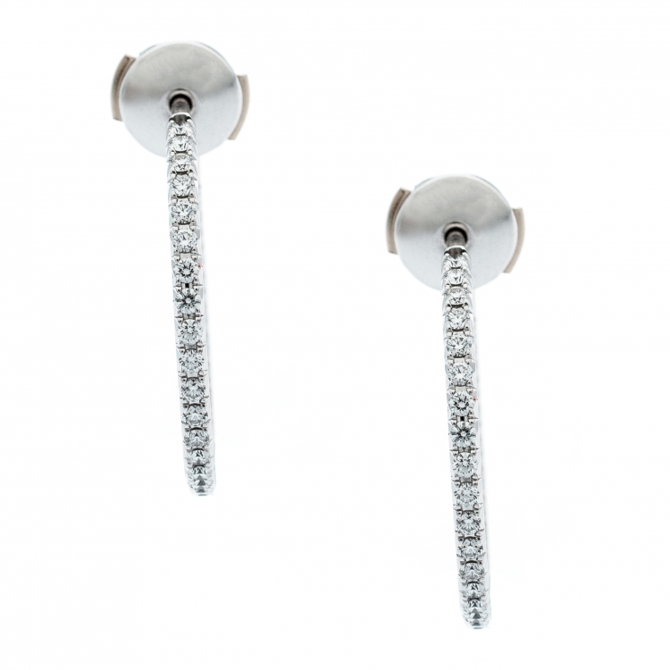 Pre Owned Tiffany & Co. Tiffany Metro Diamond 18k White Gold Hoop Earrings