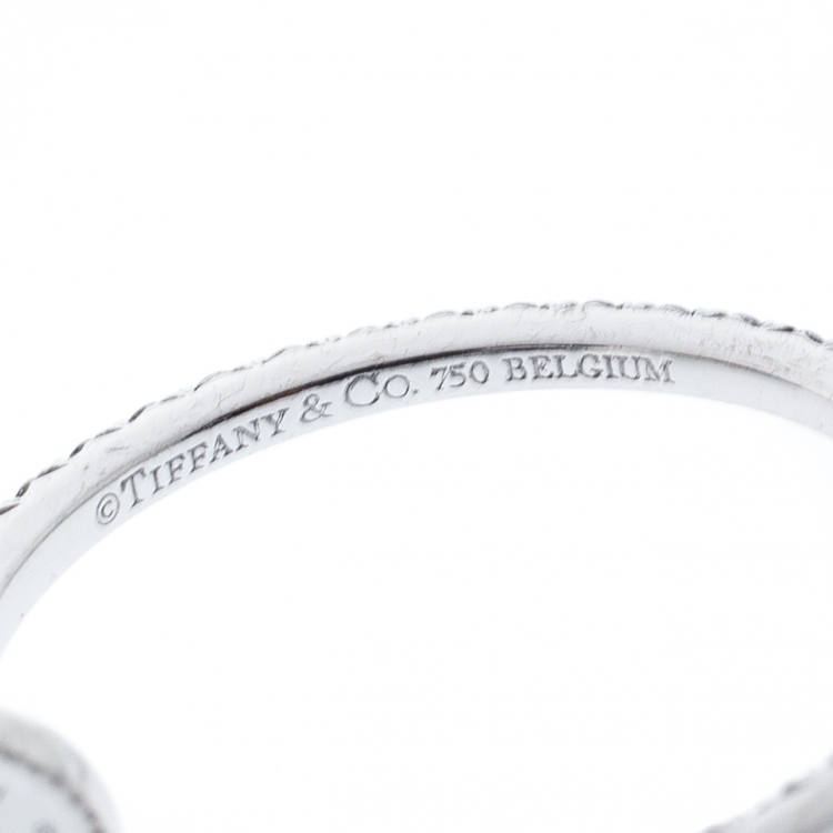 Pre Owned Tiffany & Co. Tiffany Metro Diamond 18k White Gold Hoop Earrings