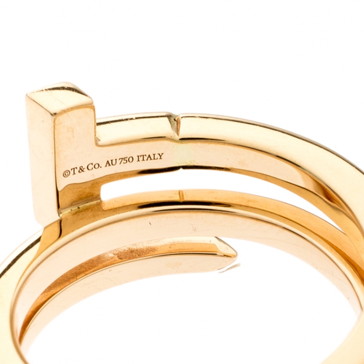 Pre Owned Tiffany & Co. T Square Diamond 18k Rose Gold Wrap Ring Size 53