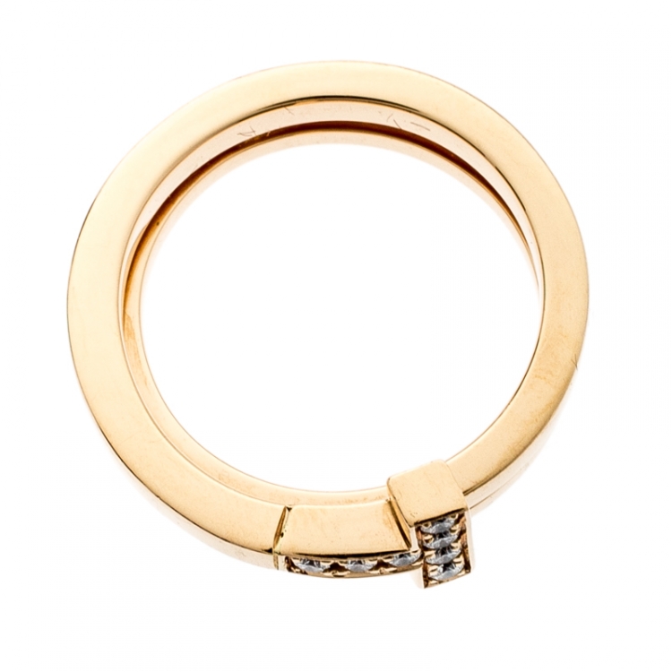 Pre Owned Tiffany & Co. T Square Diamond 18k Rose Gold Wrap Ring Size 53
