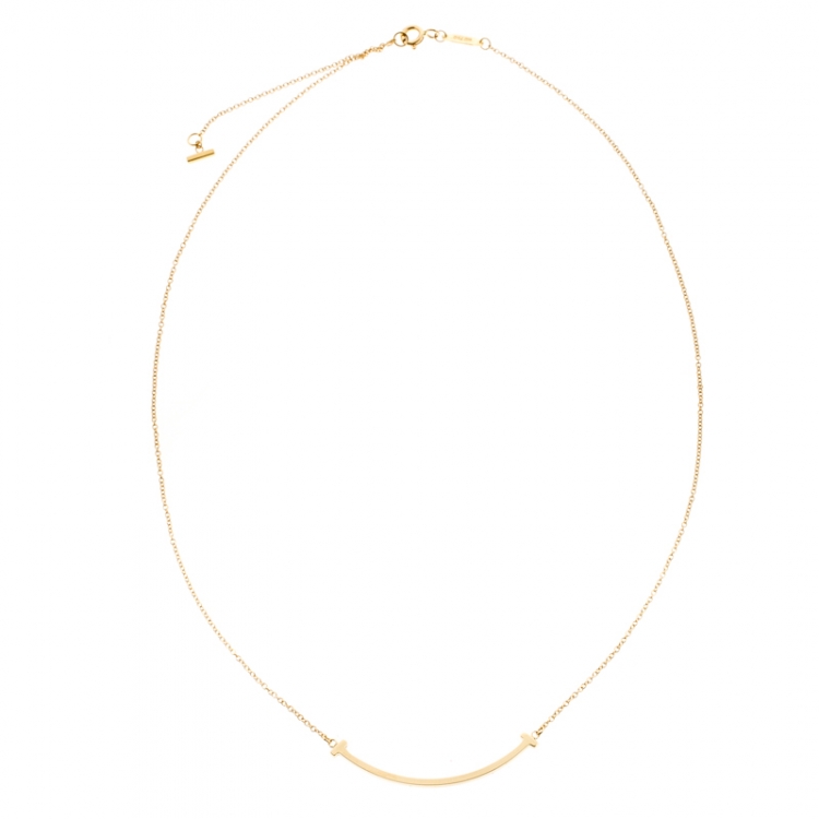 Pre Owned Tiffany & Co. Tiffany T Smile 18k Yellow Gold Mini Pendant Necklace 