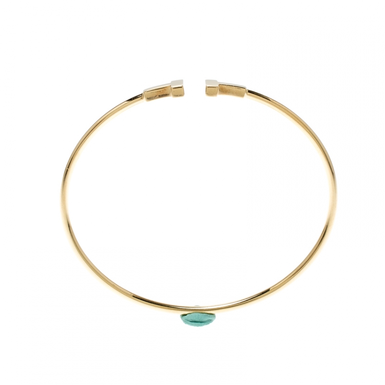 Pre Owned Tiffany & Co. T Wire 18k Yellow Gold Narrow Bracelet 