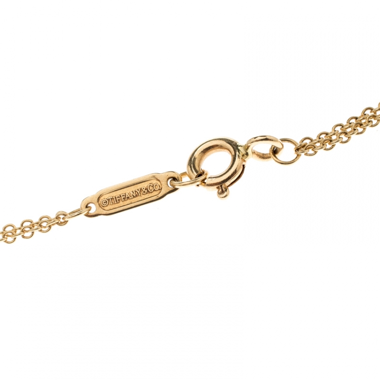 Pre Owned Tiffany & Co. Infinity 18k Yellow Gold Double Chain Pendant Necklace