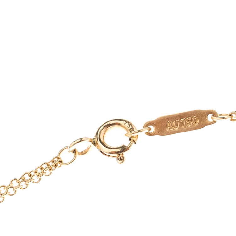 Pre Owned Tiffany & Co. Infinity 18k Yellow Gold Double Chain Pendant Necklace