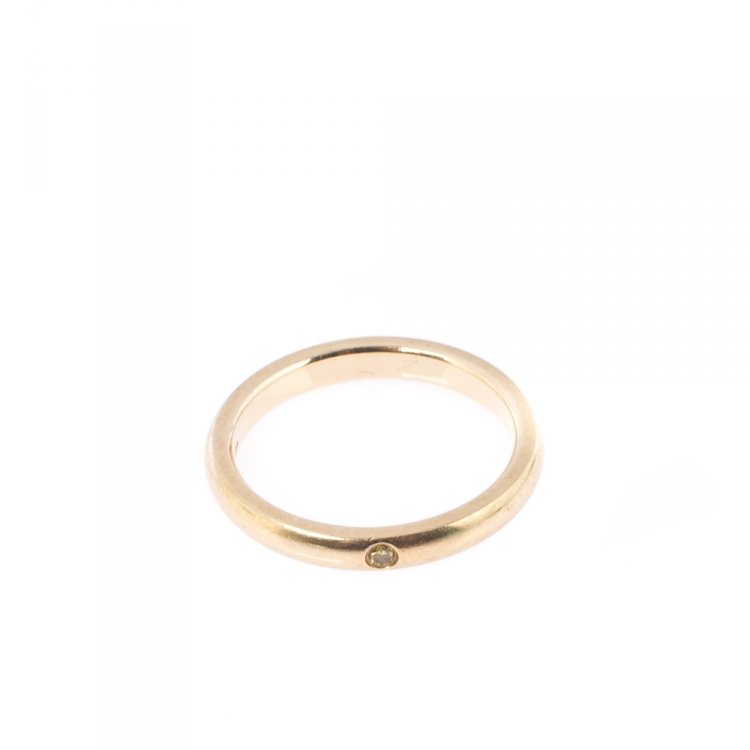 مملوكة مسبقًا Tiffany & Co Elsa Perreti Diamond 18k Yellow Gold Band Ring Size 54.5