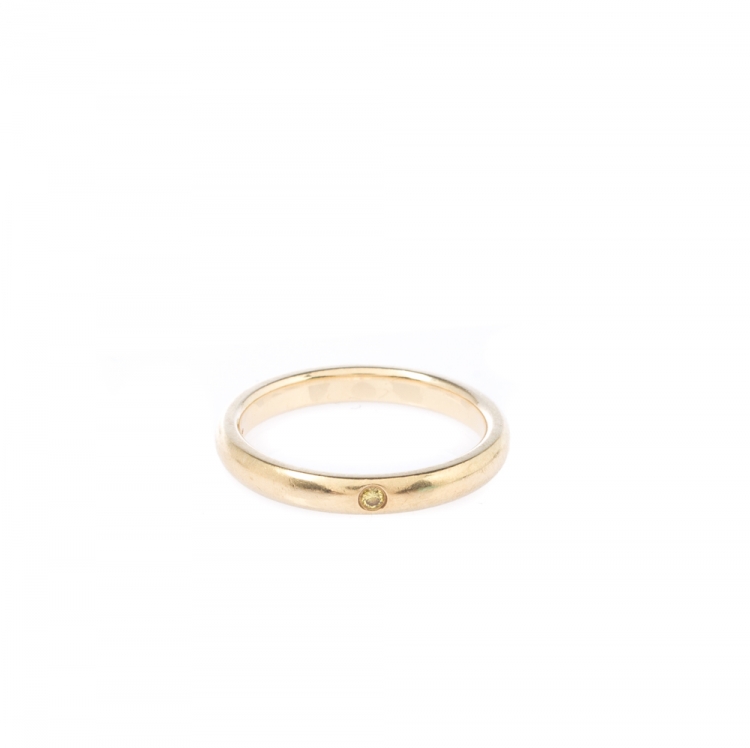 مملوكة مسبقًا Tiffany & Co Elsa Perreti Diamond 18k Yellow Gold Band Ring Size 54.5