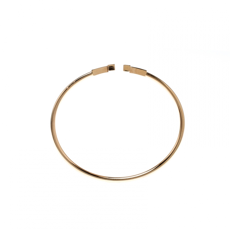 Pre Owned Tiffany & Co. T Wire Diamond 18k Yellow Gold Bracelet