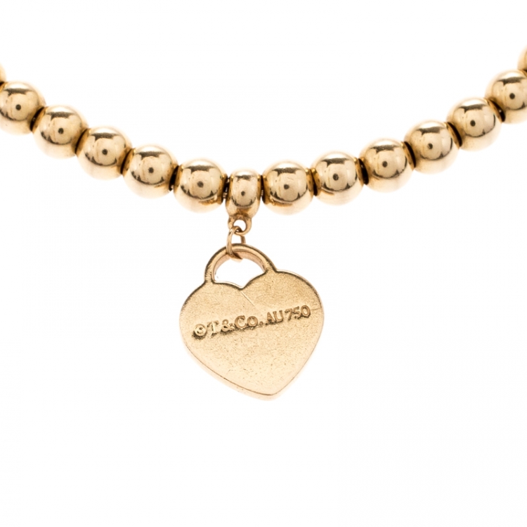 Pre Owned Tiffany & Co. Return to Tiffany 18k Rose Gold Beaded Charm Bracelet